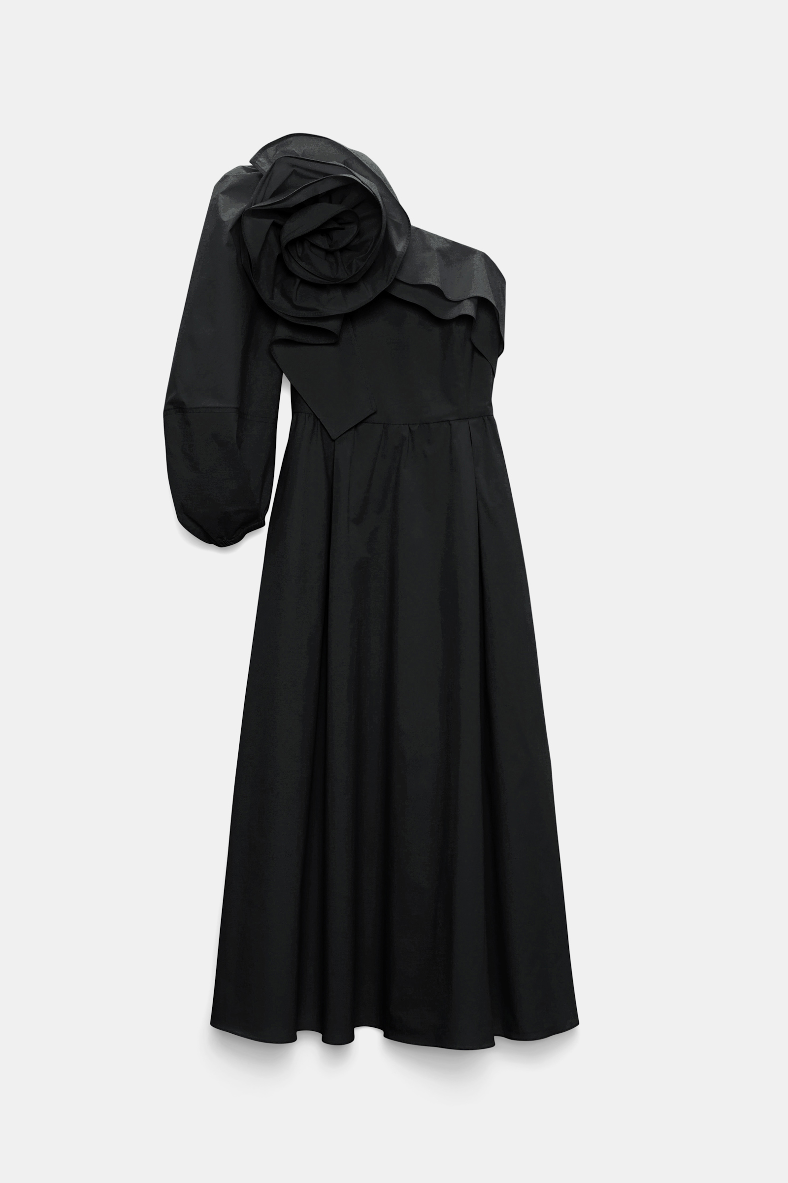 Dorothee Schumacher Asymmetric midi dress with XL flower pure black