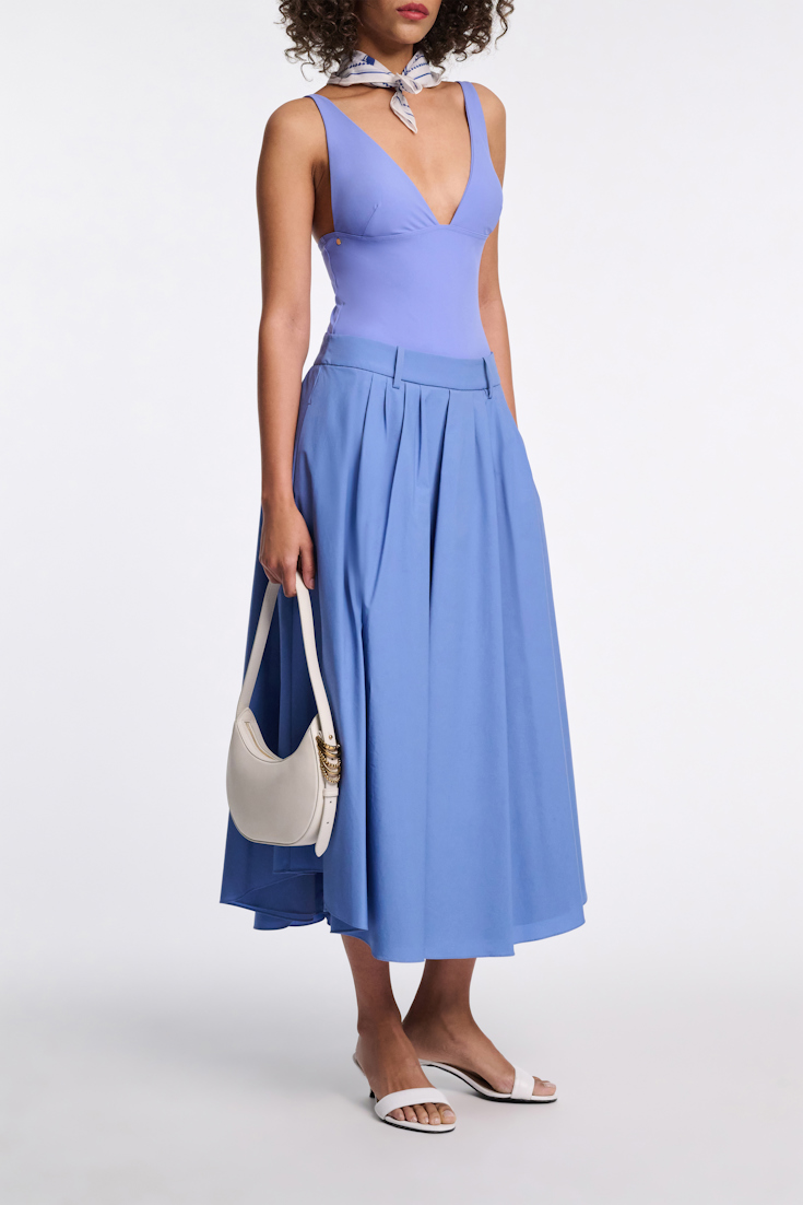 Dorothee Schumacher Cotton poplin midi skirt azure blue