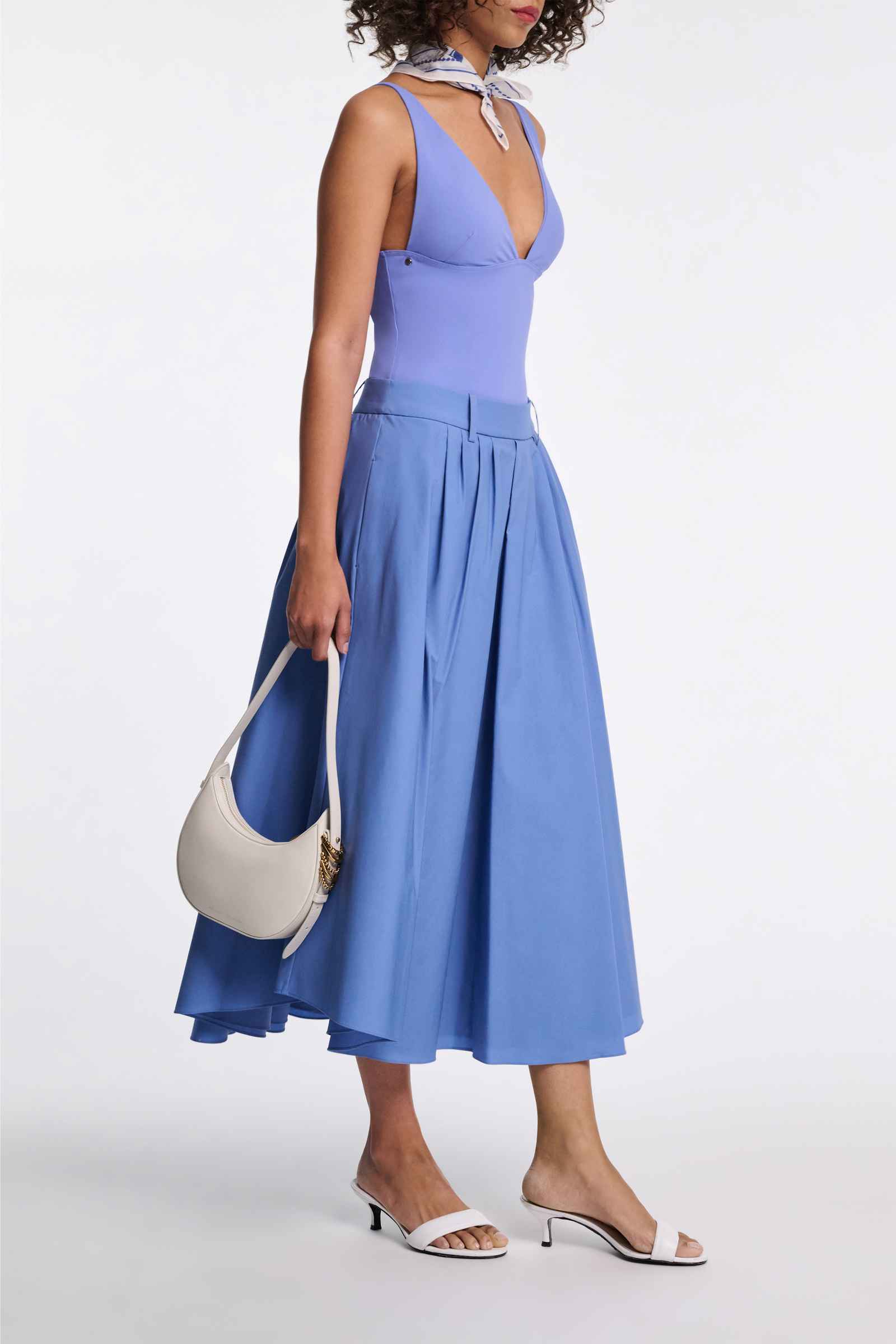 Dorothee Schumacher Cotton poplin midi skirt azure blue