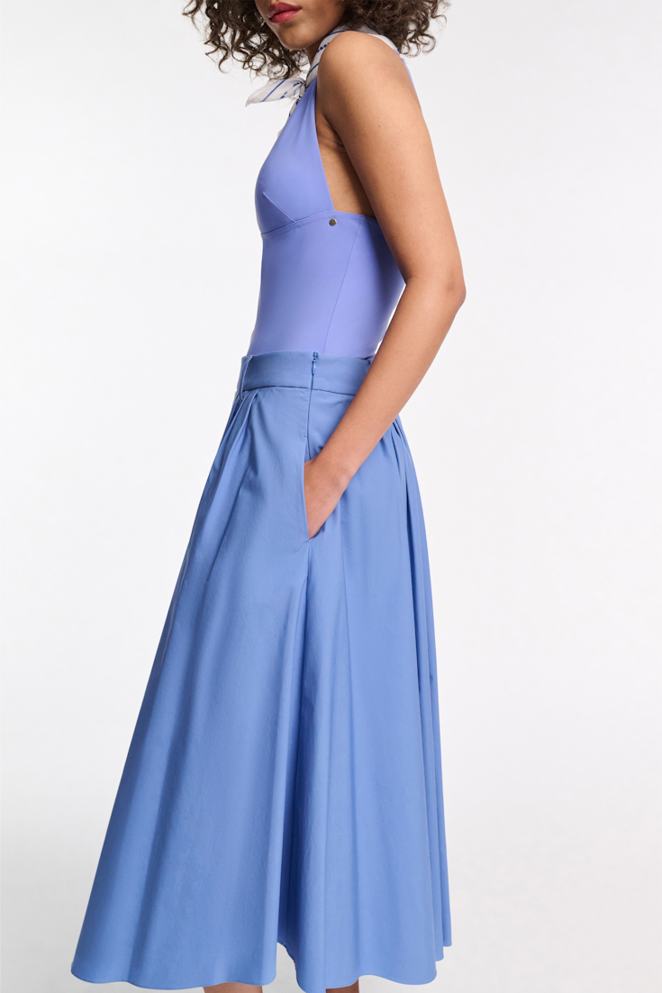 Dorothee Schumacher Cotton poplin midi skirt azure blue