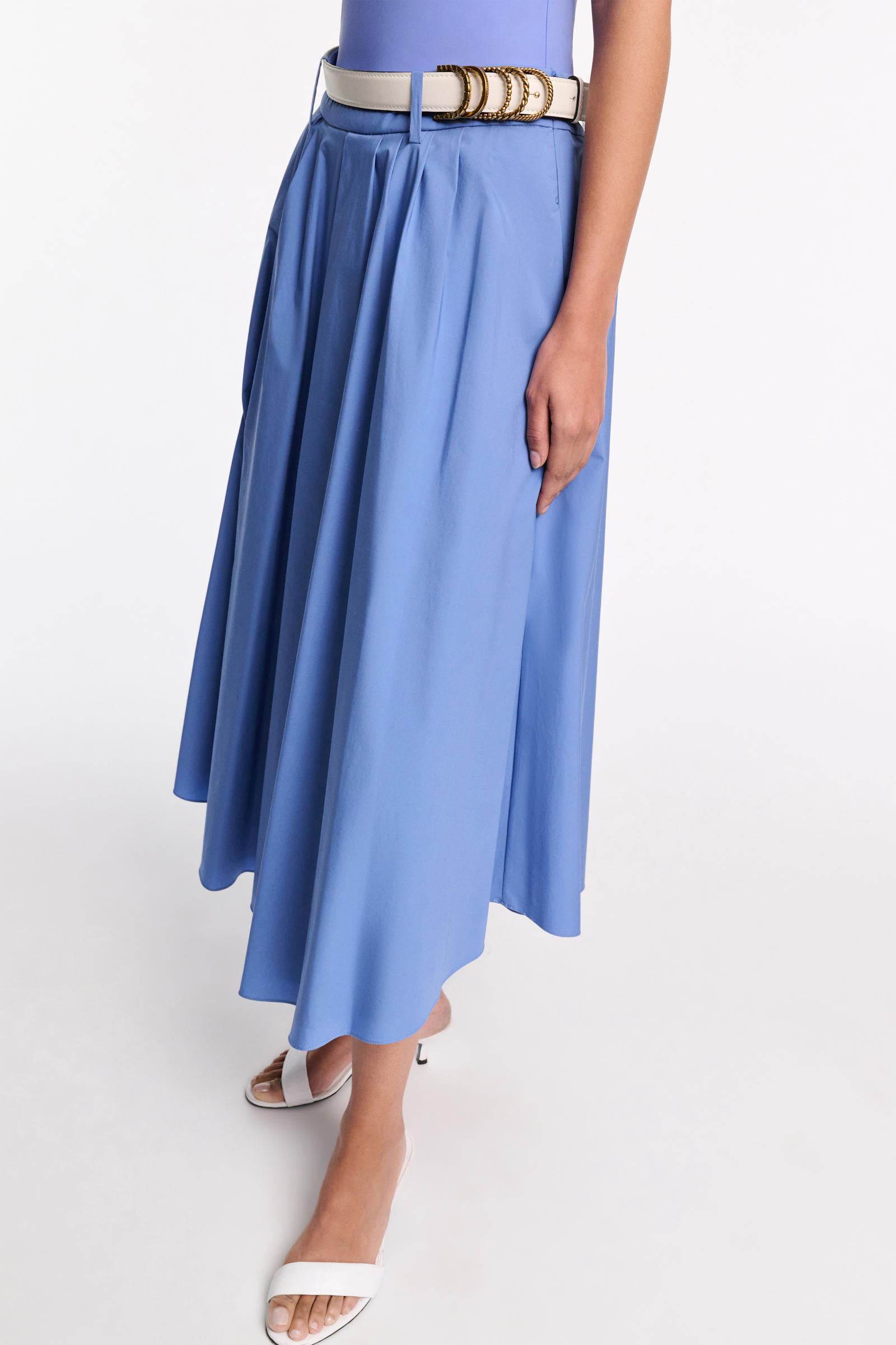 Dorothee Schumacher Cotton poplin midi skirt azure blue