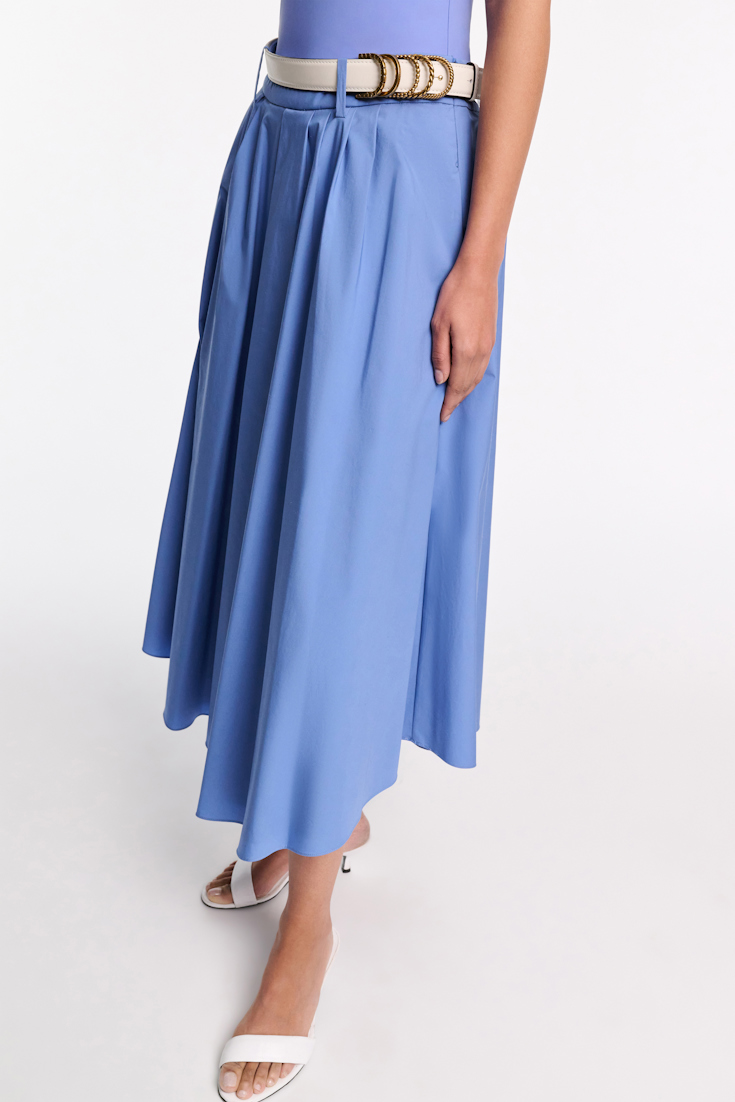 Dorothee Schumacher Cotton poplin midi skirt azure blue