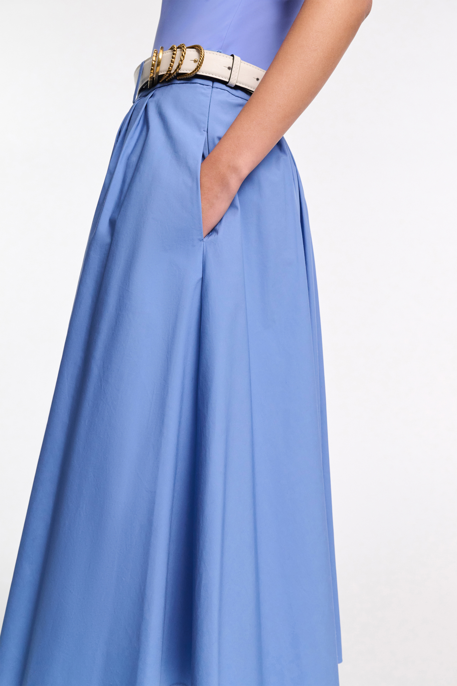 Dorothee Schumacher Cotton poplin midi skirt azure blue