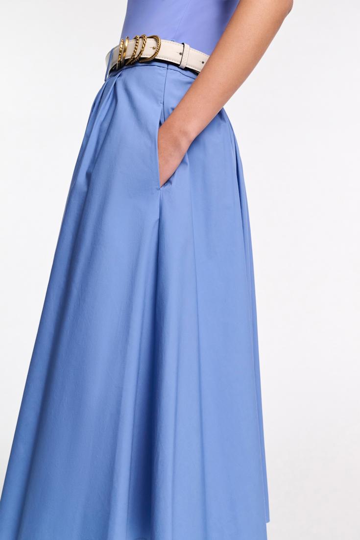 Dorothee Schumacher Cotton poplin midi skirt azure blue