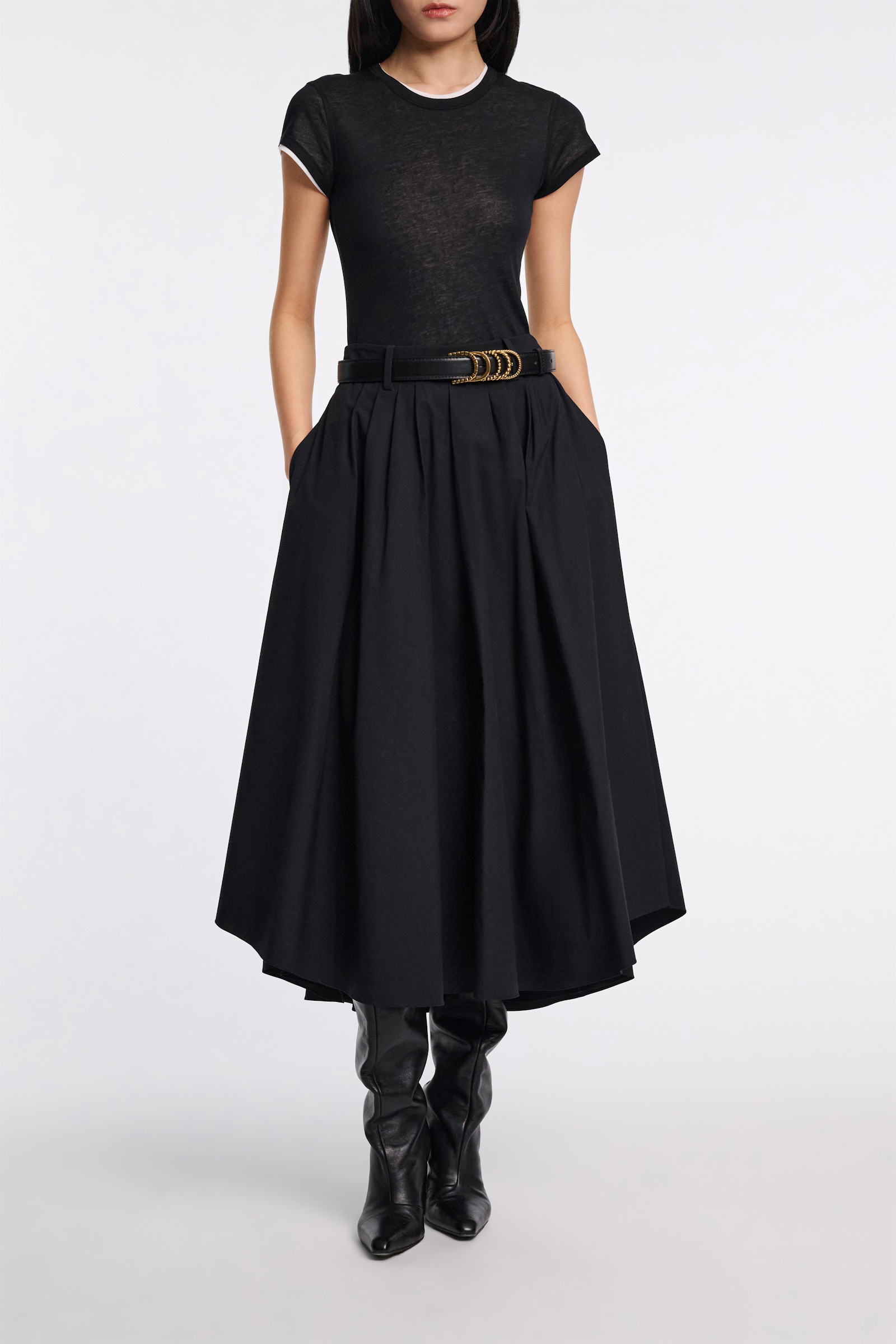 Dorothee Schumacher Midi-Rock aus Baumwoll-Popeline pure black