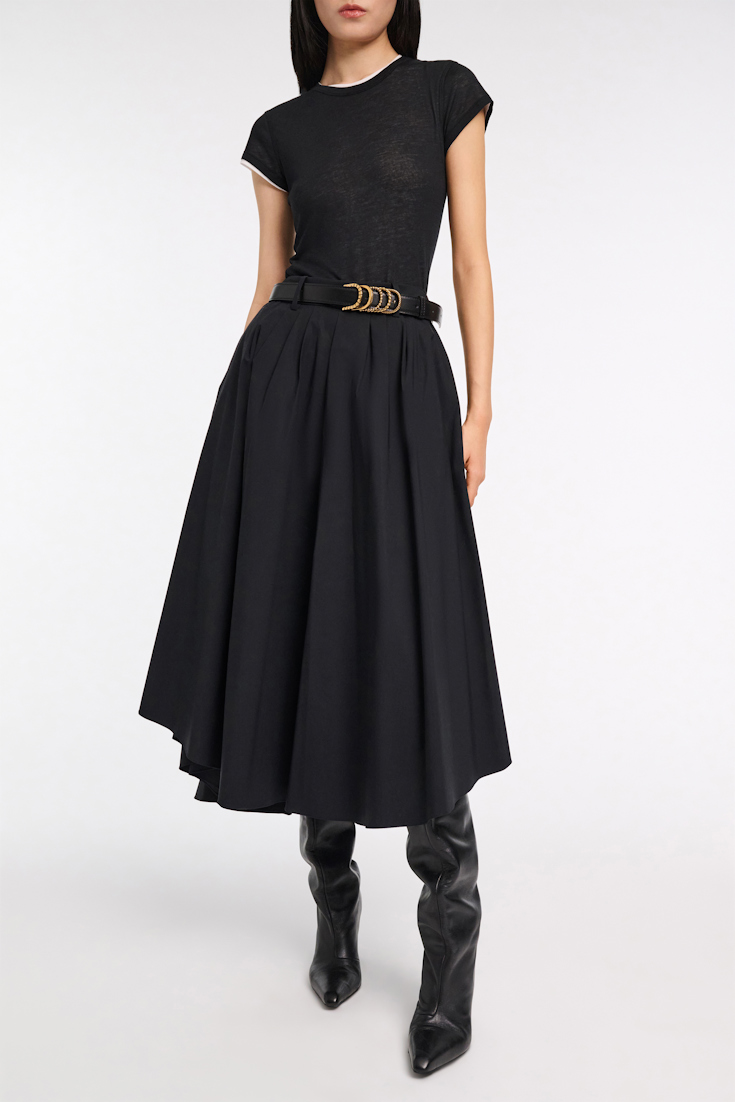 Dorothee Schumacher Midi-Rock aus Baumwoll-Popeline pure black