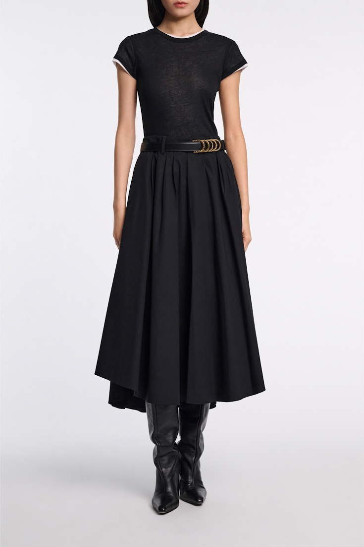 Dorothee Schumacher Midi-Rock aus Baumwoll-Popeline pure black