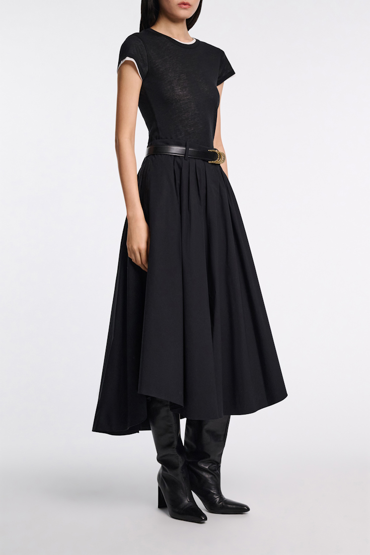 Dorothee Schumacher Midi-Rock aus Baumwoll-Popeline pure black