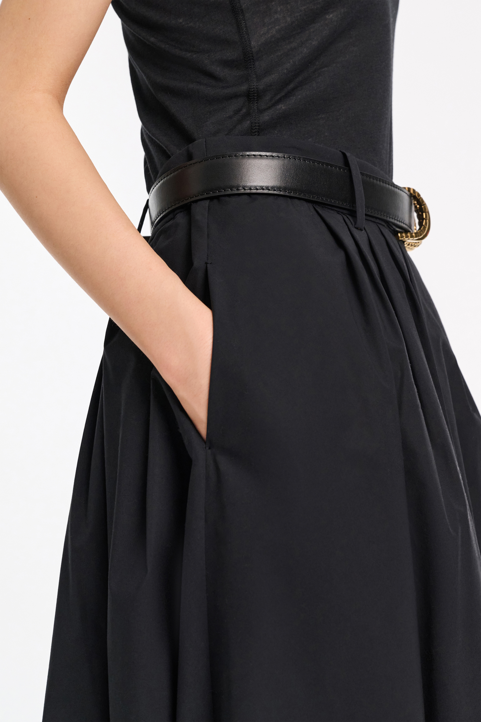 Dorothee Schumacher Midi-Rock aus Baumwoll-Popeline pure black