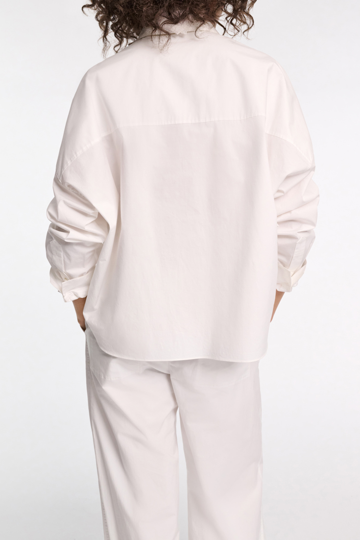 Dorothee Schumacher Bluse mit Spitzendetail aus Baumwoll-Popeline pure white