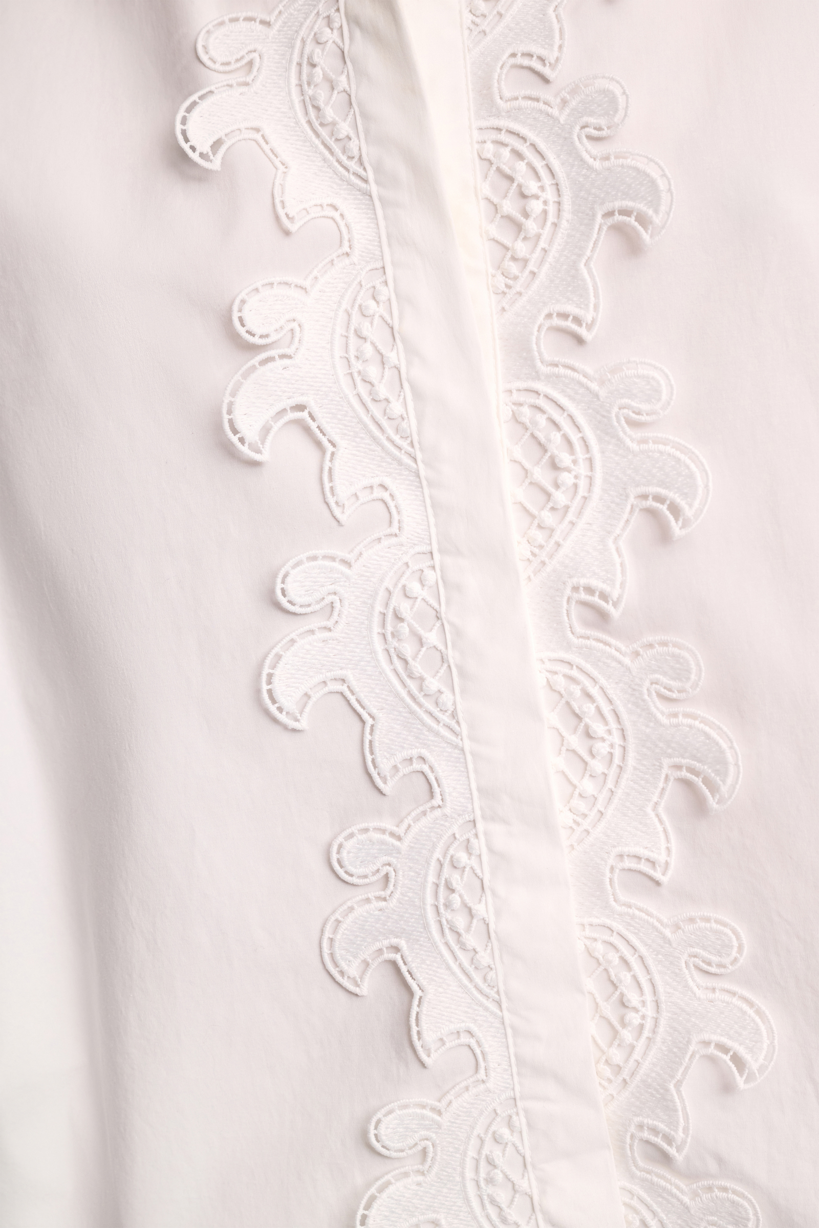 Dorothee Schumacher Bluse mit Spitzendetail aus Baumwoll-Popeline pure white