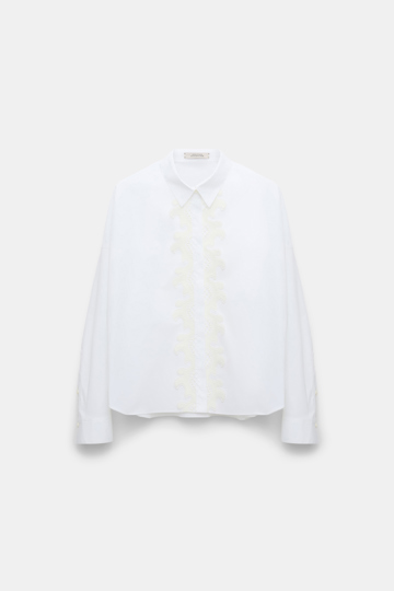 Dorothee Schumacher Bluse mit Spitzendetail aus Baumwoll-Popeline pure white