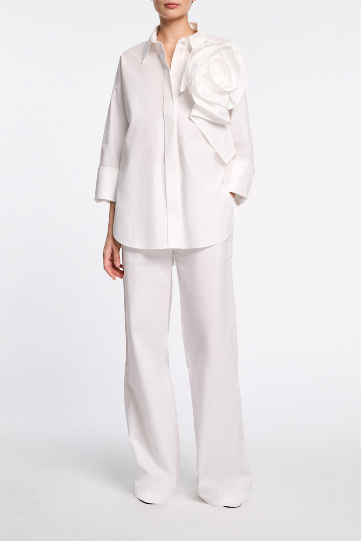 Dorothee Schumacher Cotton poplin shirt with XL flower pure white