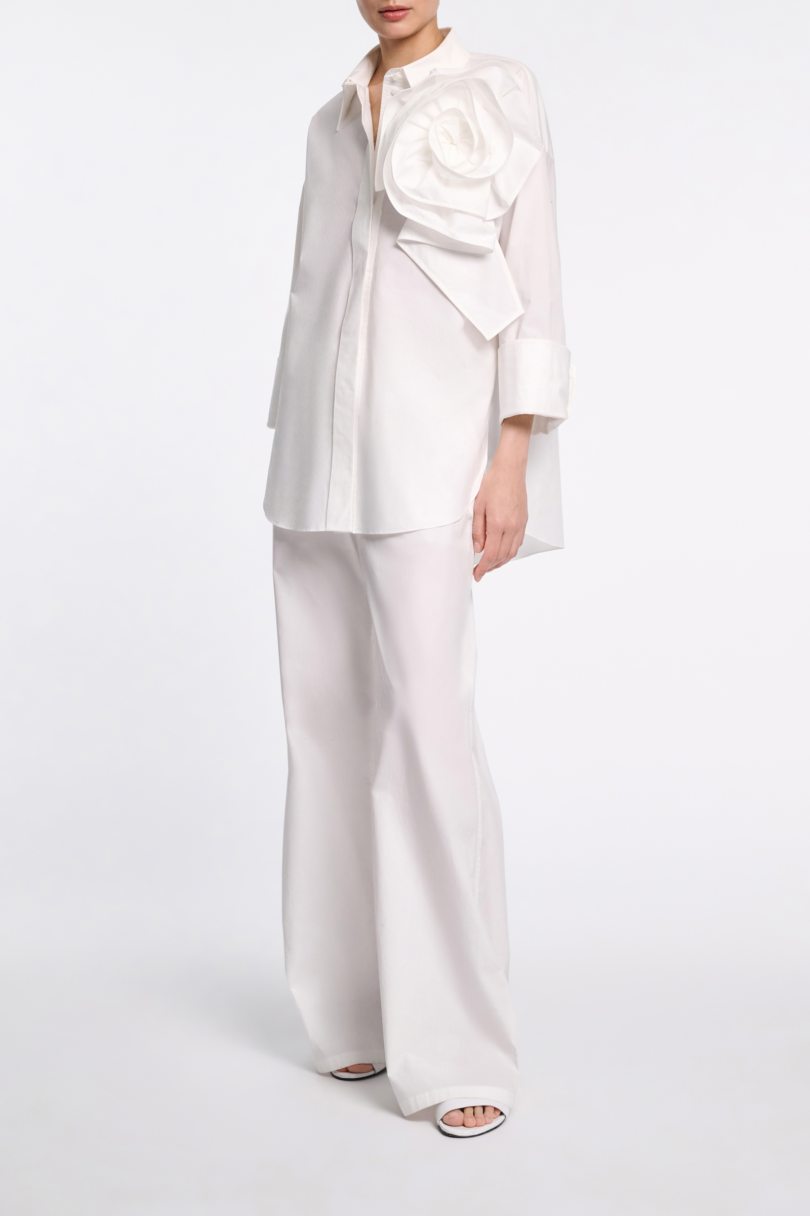 Dorothee Schumacher Cotton poplin shirt with XL flower pure white