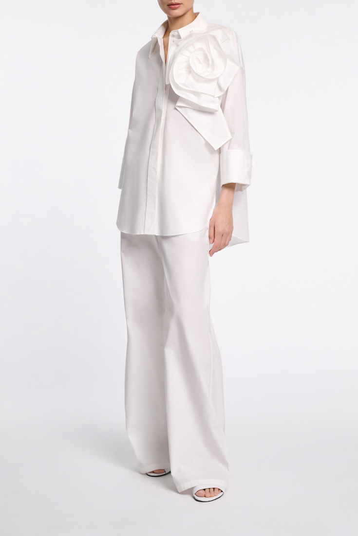 Dorothee Schumacher Cotton poplin shirt with XL flower pure white