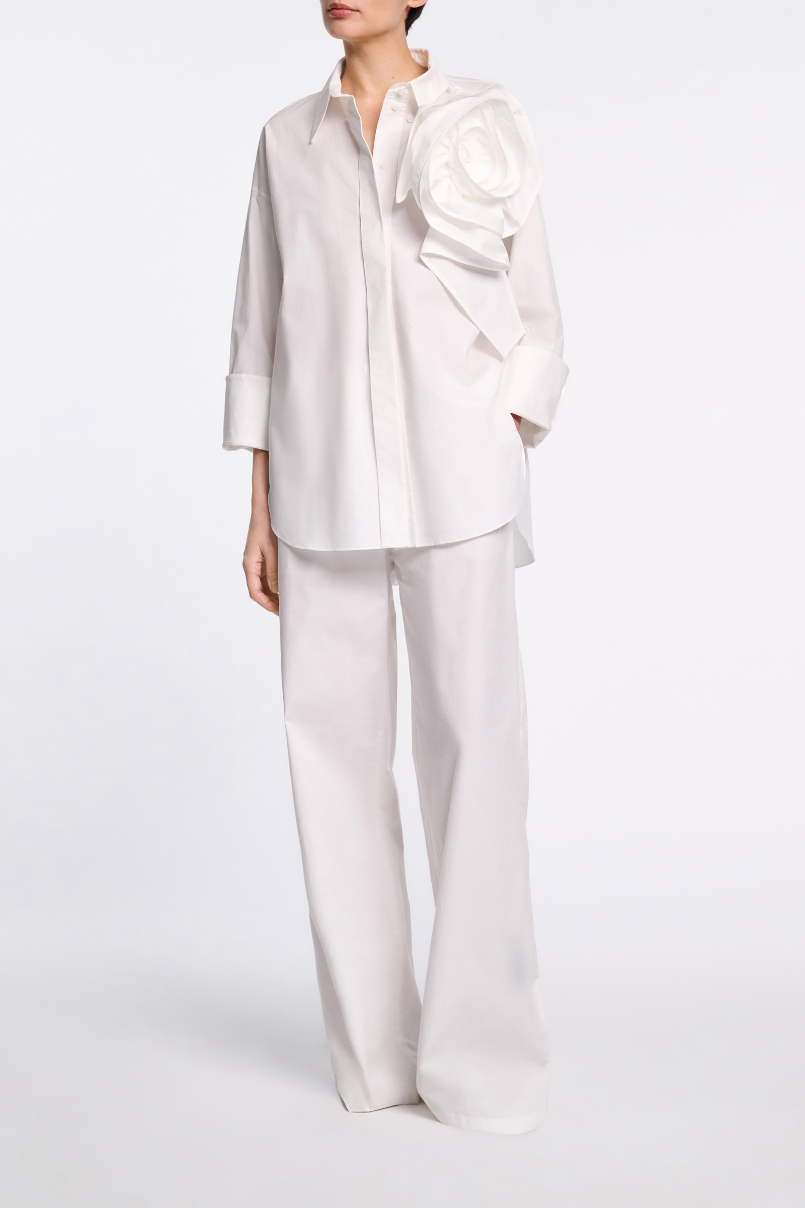 Dorothee Schumacher Cotton poplin shirt with XL flower pure white