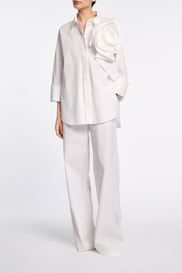 Dorothee Schumacher Cotton poplin shirt with XL flower pure white