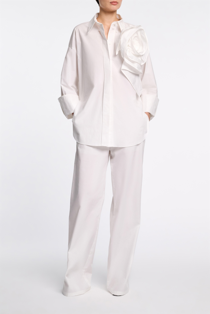 Dorothee Schumacher Cotton poplin shirt with XL flower pure white