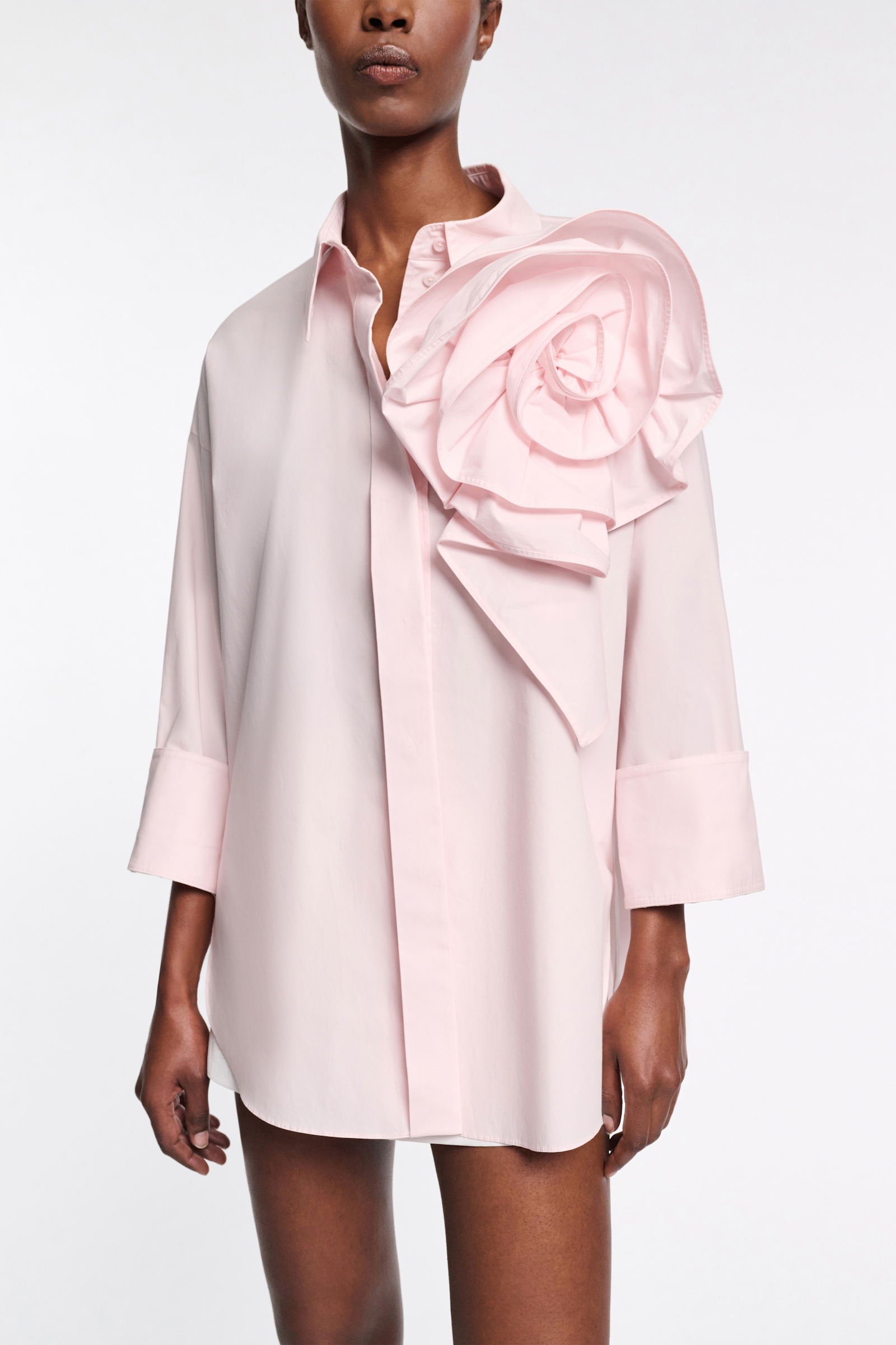 Dorothee Schumacher Cotton poplin shirt with XL flower shadow rose