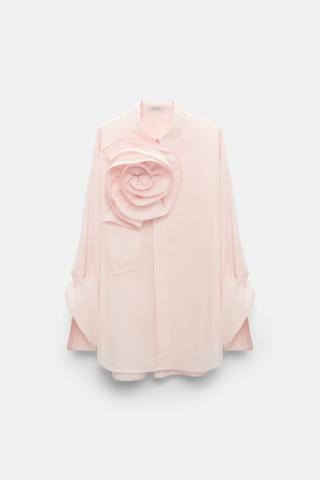 Dorothee Schumacher Cotton poplin shirt with XL flower shadow rose