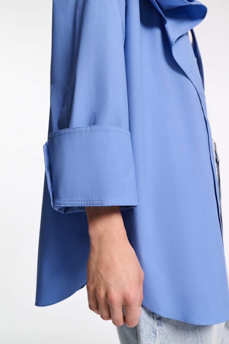 Dorothee Schumacher Cotton poplin shirt with XL flower azure blue