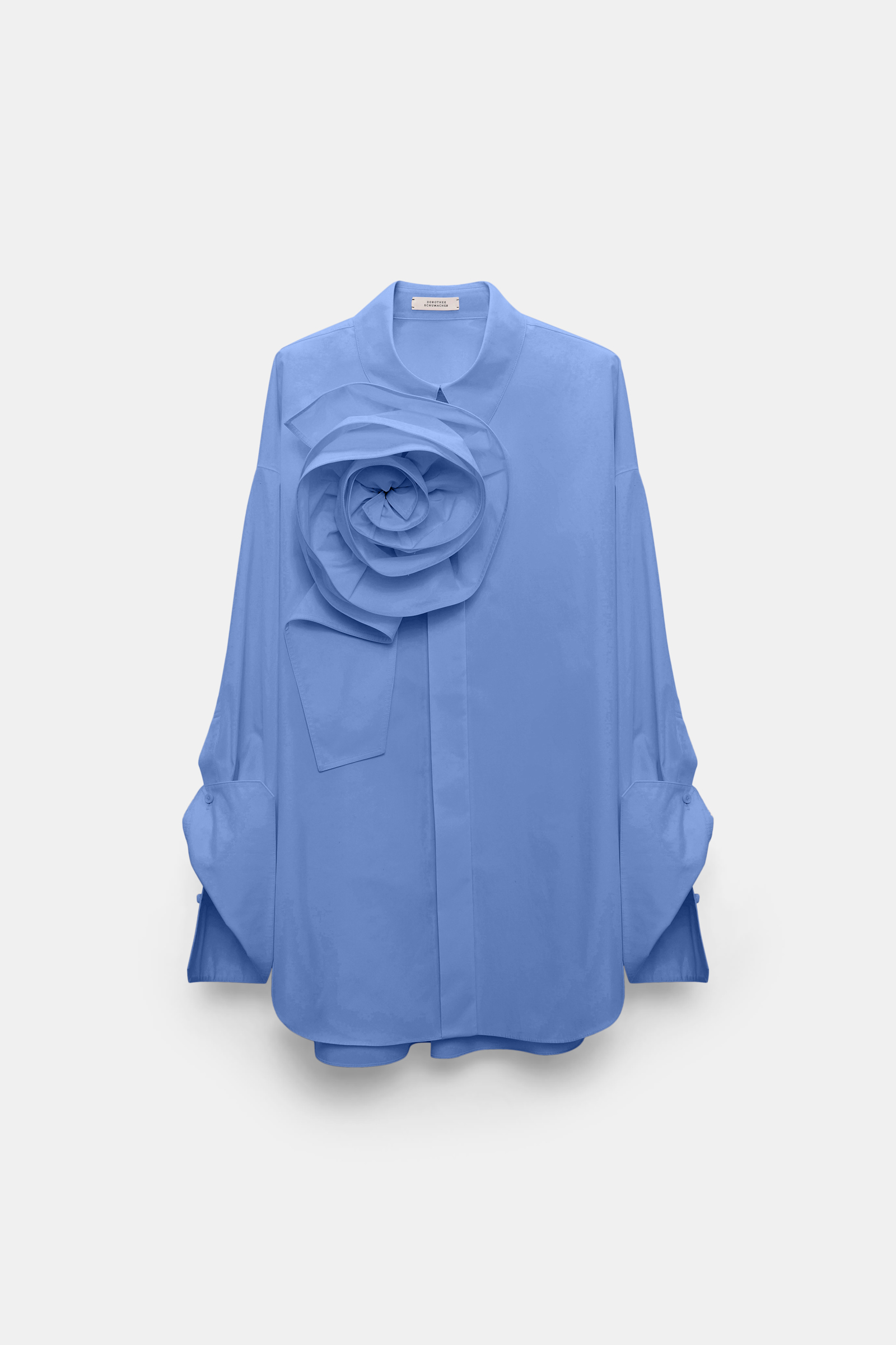 Dorothee Schumacher Cotton poplin shirt with XL flower azure blue