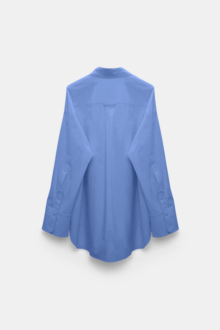 Dorothee Schumacher Cotton poplin shirt with XL flower azure blue