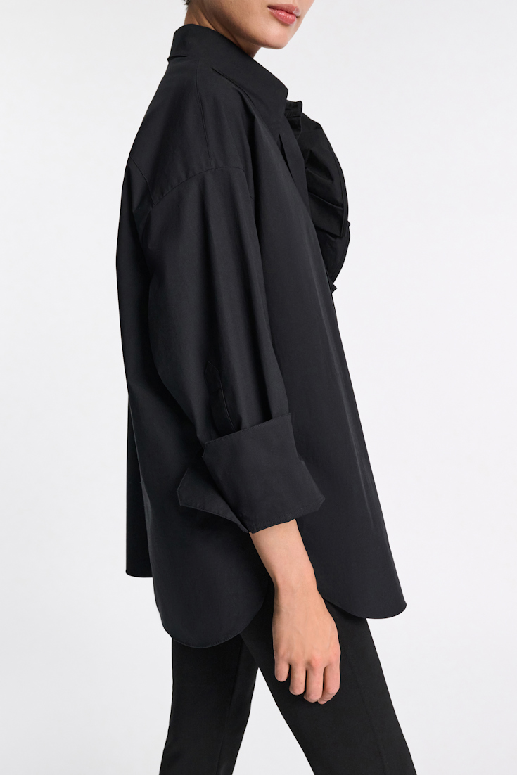 Dorothee Schumacher Bluse mit Maxi-Blumenbrosche pure black