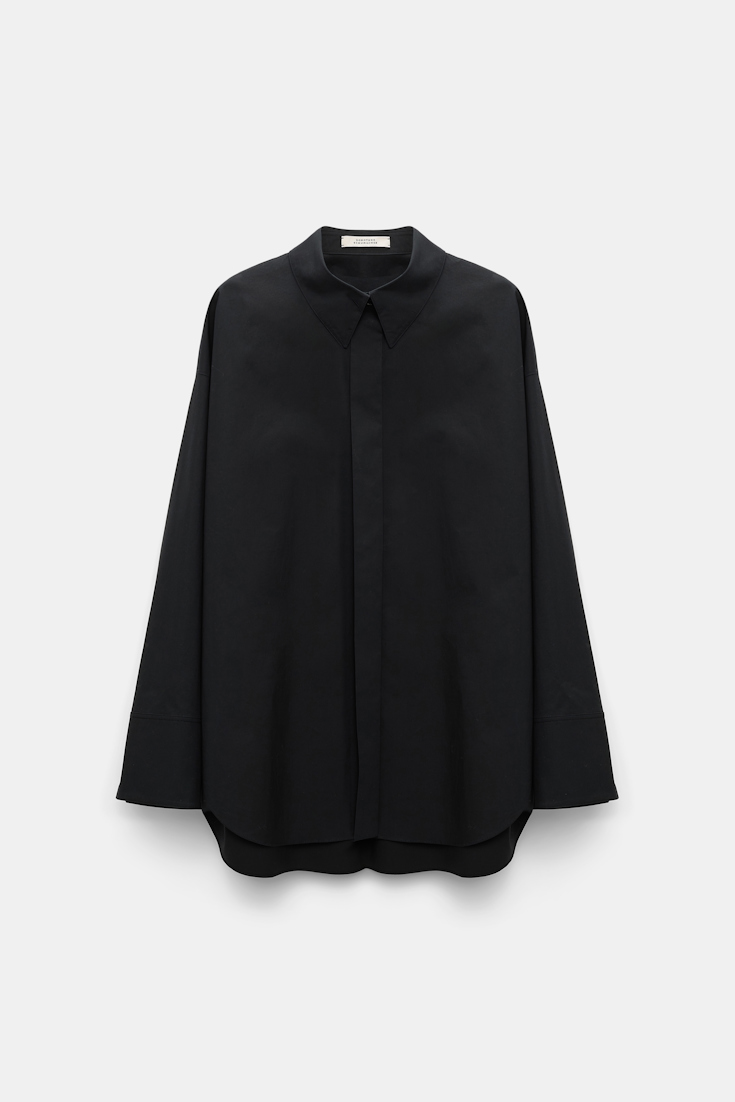 Dorothee Schumacher Bluse mit Maxi-Blumenbrosche pure black
