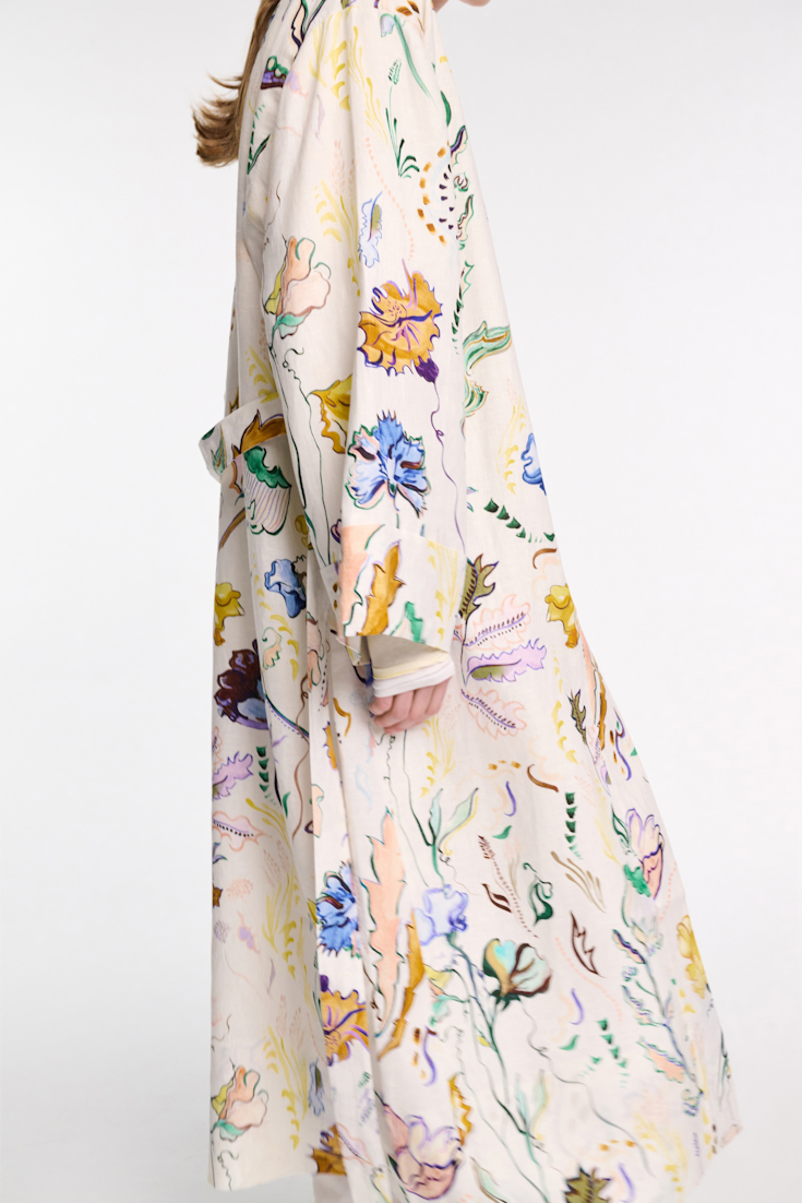 Dorothee Schumacher Kaftan Mantel aus Leinen mit Signature-Print Fairy Flower Print