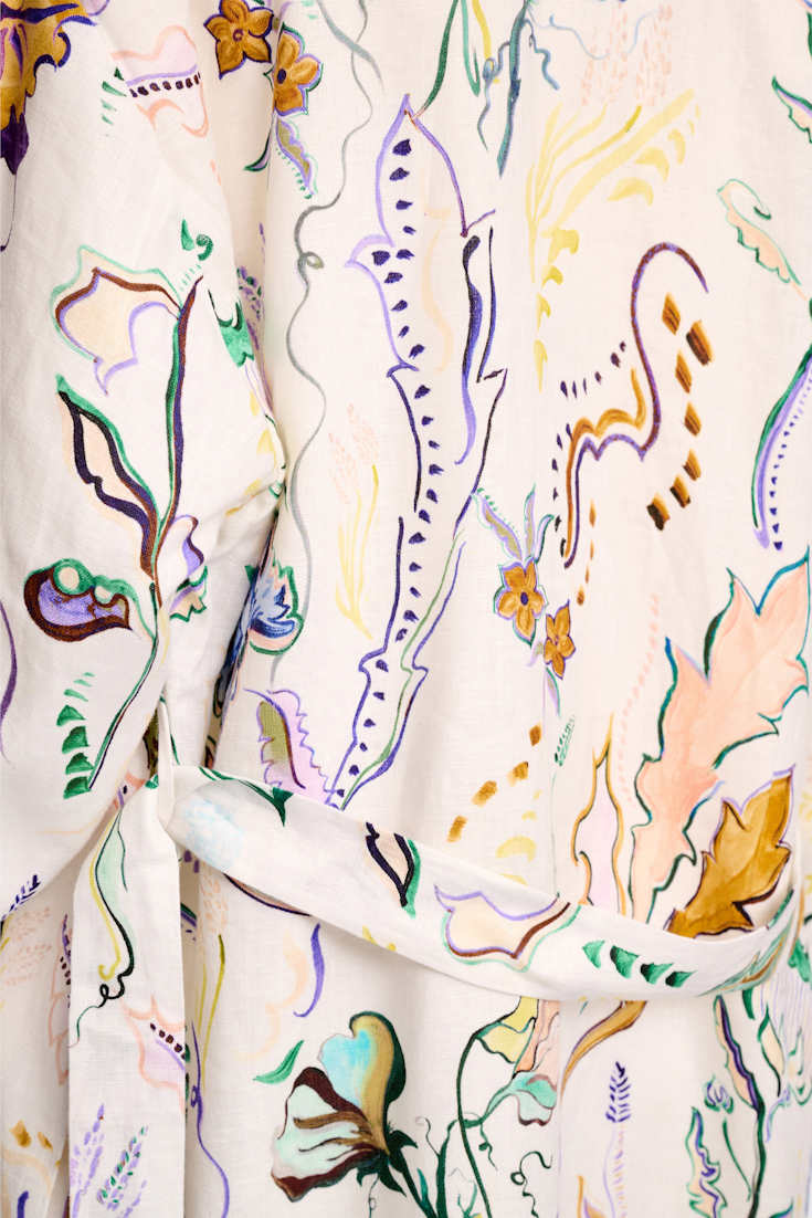 Dorothee Schumacher Kaftan Mantel aus Leinen mit Signature-Print Fairy Flower Print