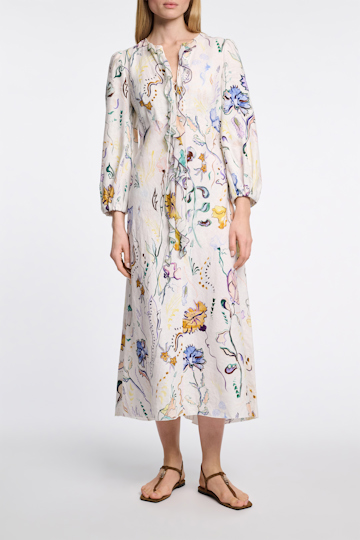 Dorothee Schumacher Printed linen midi dress Wicked Flower Print
