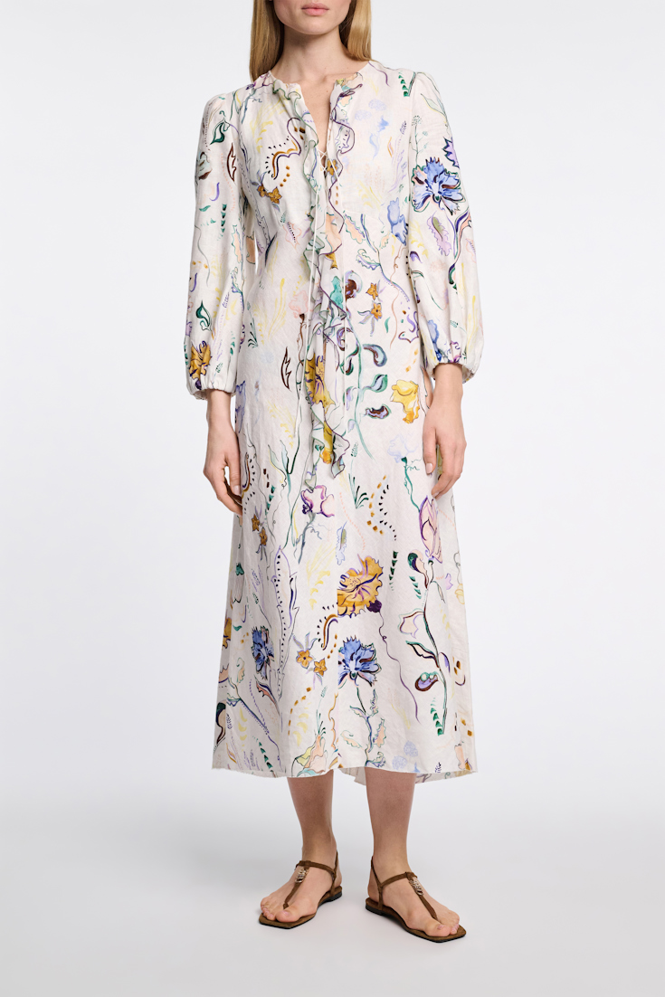 Dorothee Schumacher Midi-Kleid aus Leinen mit Signature-Print Fairy Flower Print