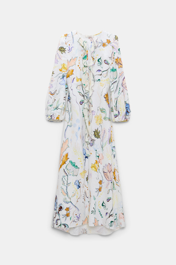 Dorothee Schumacher Printed linen midi dress Wicked Flower Print