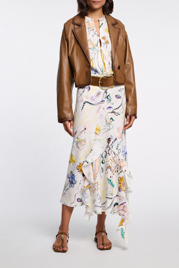 Dorothee Schumacher Printed linen bias cut maxi skirt Wicked Flower Print