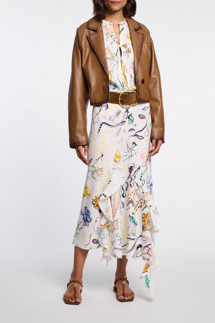 Dorothee Schumacher Printed linen bias cut maxi skirt Wicked Flower Print