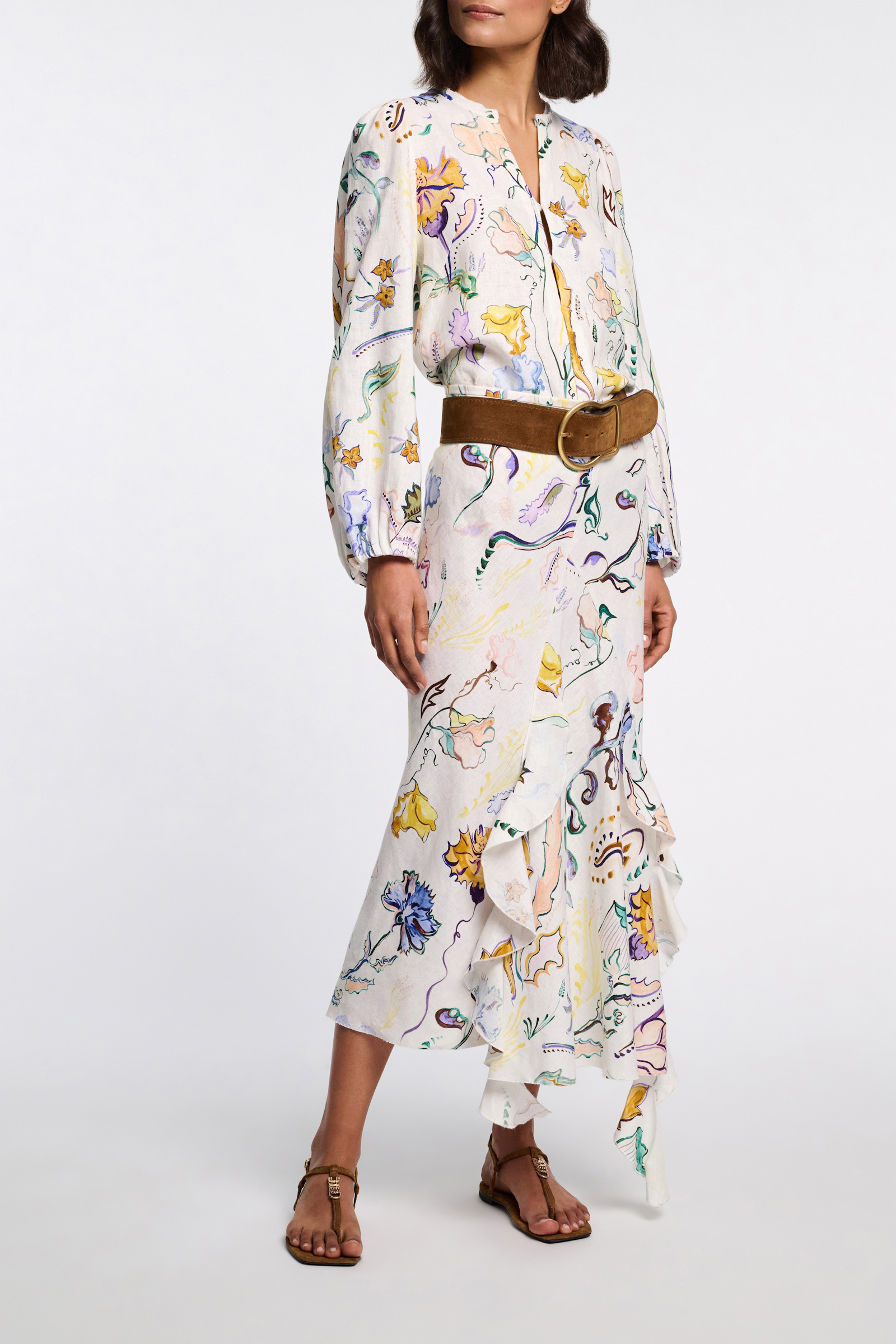 Dorothee Schumacher Printed linen bias cut maxi skirt Wicked Flower Print
