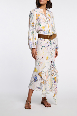 Dorothee Schumacher Printed linen bias cut maxi skirt Wicked Flower Print