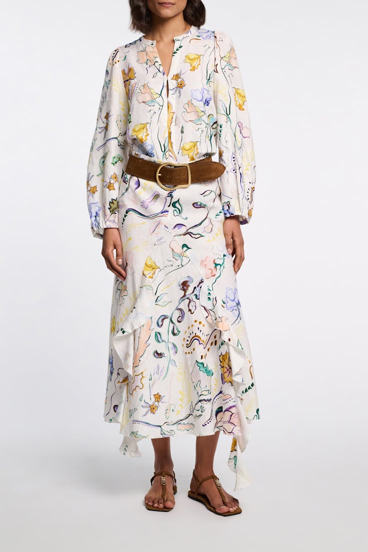 Dorothee Schumacher Printed linen bias cut maxi skirt Wicked Flower Print
