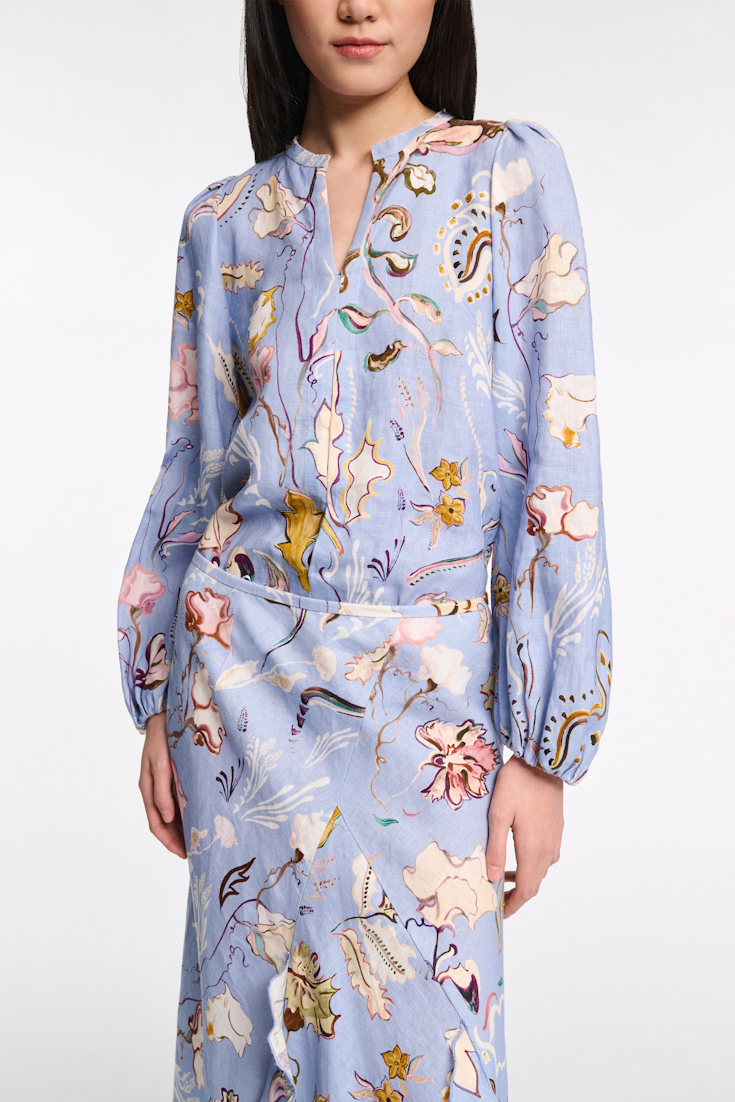 Dorothee Schumacher Printed linen bias cut maxi skirt wicked flower blue