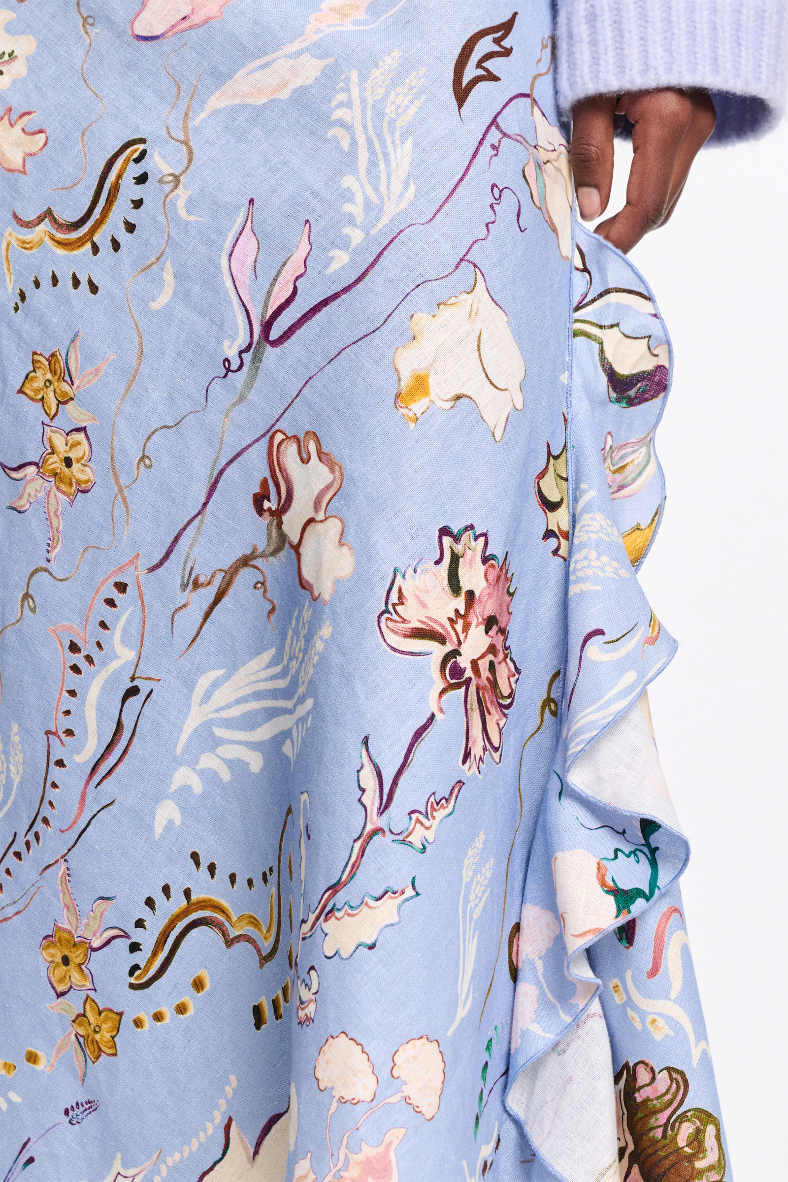 Dorothee Schumacher Printed linen bias cut maxi skirt wicked flower blue