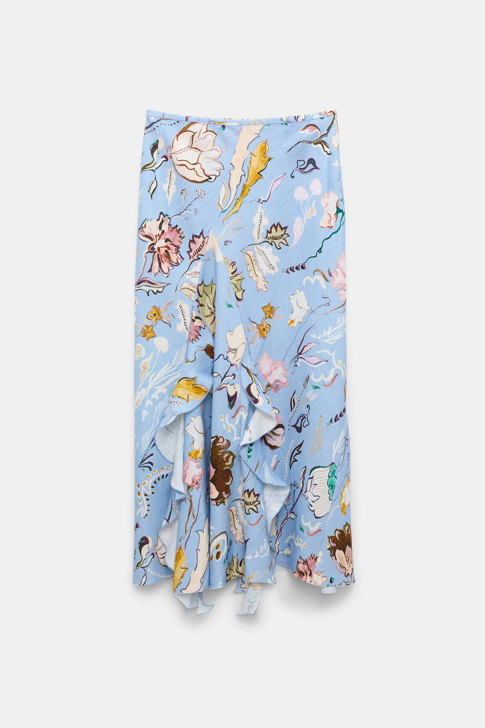 Dorothee Schumacher Printed linen bias cut maxi skirt wicked flower blue