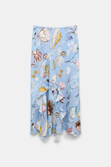 Dorothee Schumacher Printed linen bias cut maxi skirt wicked flower blue