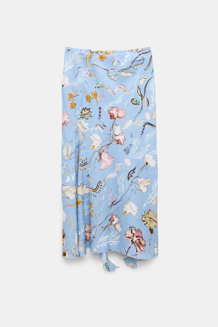 Dorothee Schumacher Printed linen bias cut maxi skirt wicked flower blue
