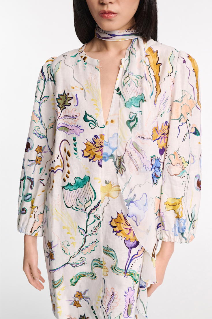 Dorothee Schumacher Shift Kleid aus Leinen mit Signature-Print Fairy Flower Print