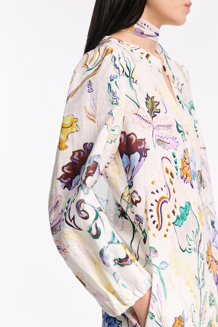 Dorothee Schumacher Shift Kleid aus Leinen mit Signature-Print Fairy Flower Print