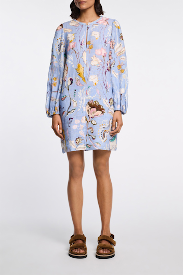 Dorothee Schumacher Printed linen shift dress wicked flower blue