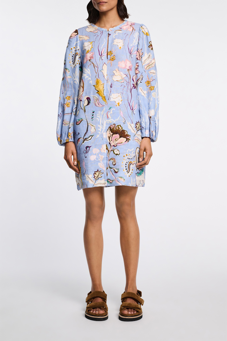 Dorothee Schumacher Printed linen shift dress wicked flower blue