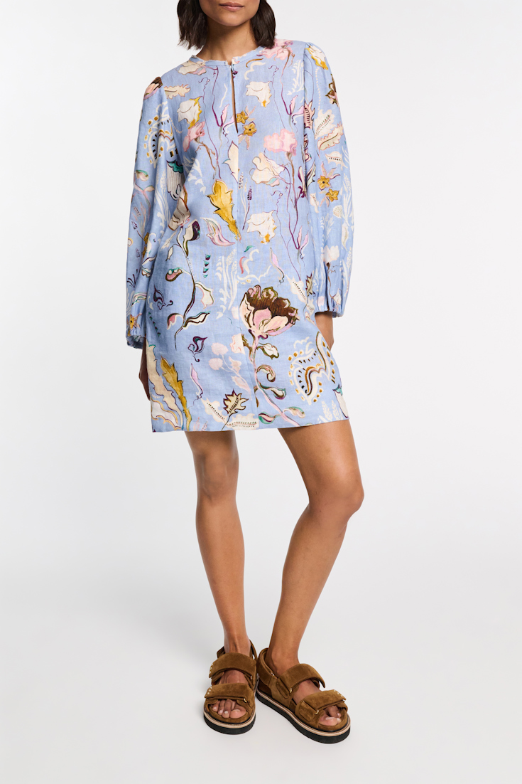 Dorothee Schumacher Printed linen shift dress wicked flower blue