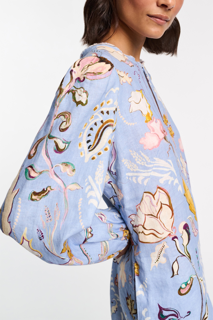 Dorothee Schumacher Printed linen shift dress wicked flower blue